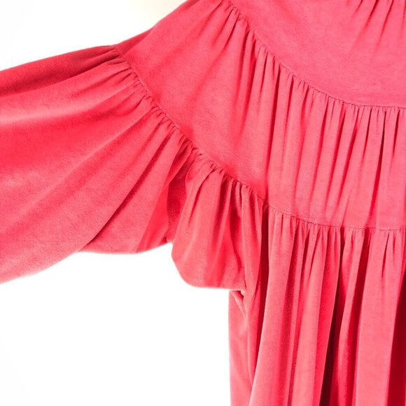 Vintage Rosemary Long Coral Pearl Snap Long House Dress With Pockets - Picture 4 of 8